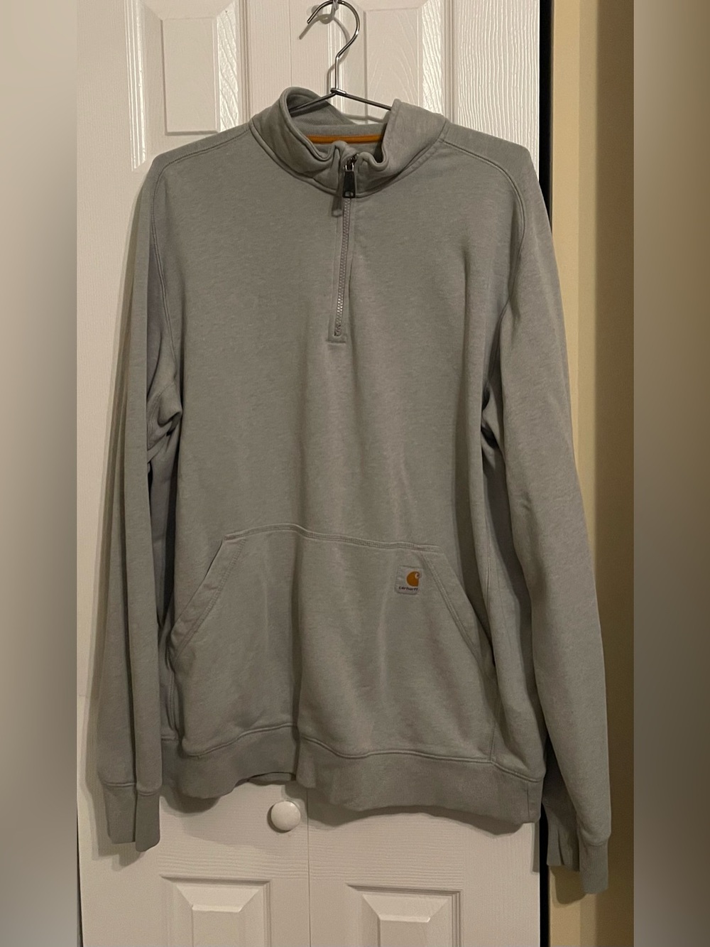 Carhartt Men’s Light Gray Zip-Quarter Pullover Sweatshirt